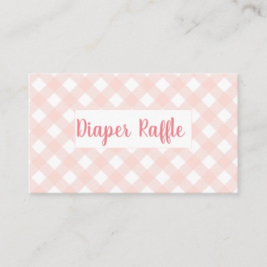 Pink Gingham Highland Koe meisje luier loterij Informatiekaartje (Voorkant)