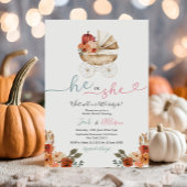 Pink Gingham Hij of zij Blue Pumpkin Gender Reveal Kaart