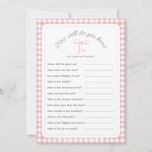 Pink gingham Hoe goed ken je de Kaart van het douc (Voorkant)