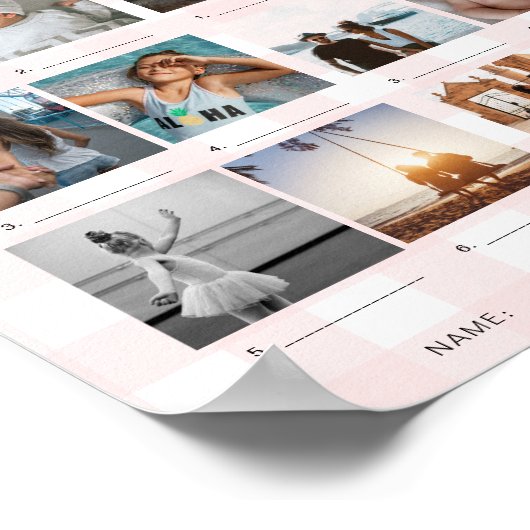 Pink Gingham Hoe oud waren mam en pap foto spel Poster (Hoek)