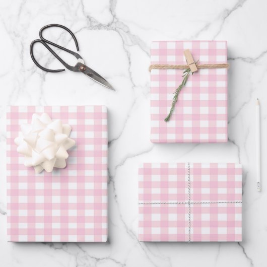Pink Gingham Inpakpapier Vel (Voorkant)