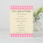 Pink Gingham Invitation Kaart (Staand voorkant)