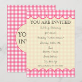 Pink Gingham Invitation Kaart (Voorkant / Achterkant)