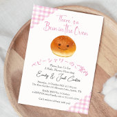 Pink Gingham Kawaii Bun in het Oven Baby shower Kaart