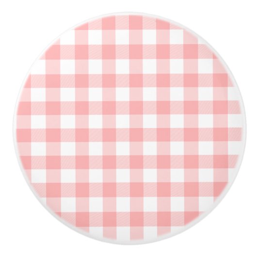 Pink Gingham Keramische Knop (Voorkant)