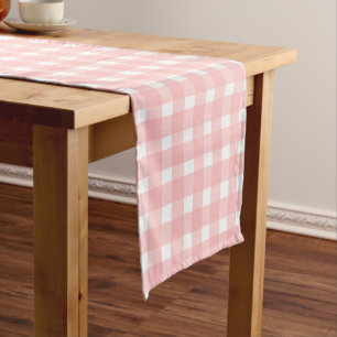 Pink Gingham Korte Tafelloper