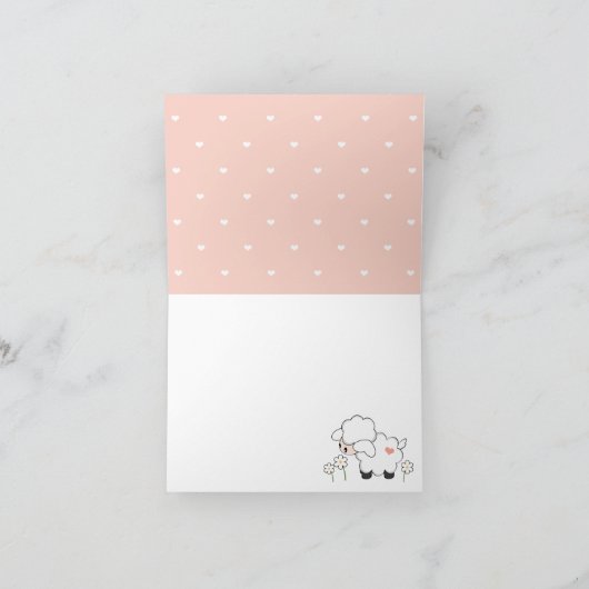 Pink Gingham Lamb Baby shower Dank u kaart (Binnen)
