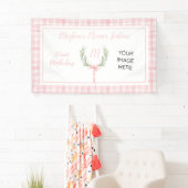 Pink Gingham Laurel Crest Birthday Spandoek (Insitu)