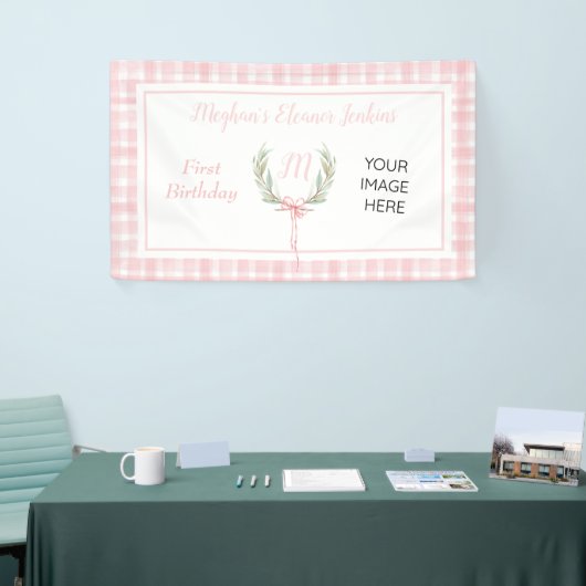 Pink Gingham Laurel Crest Birthday Spandoek (Beurs)
