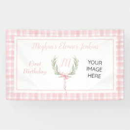 Pink Gingham Laurel Crest Birthday Spandoek