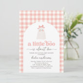 Pink Gingham Little Boo Ghost Baby shower Kaart (Staand voorkant)