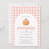 Pink Gingham Little Pumpkin Baby shower Kaart (Voorkant)