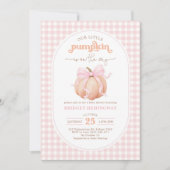 Pink Gingham Little Pumpkin Girl Baby shower Kaart (Voorkant)