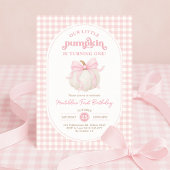 Pink Gingham Little Pumpkin Girl Verjaardagsfeestj Kaart