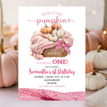 Pink Gingham Little Pumpkin Verjaardag