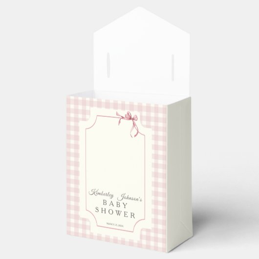 Pink Gingham met Bow-Baby shower Bedankdoosjes (Geopend)