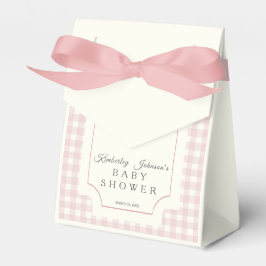 Pink Gingham met Bow-Baby shower Bedankdoosjes