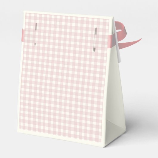 Pink Gingham met Bow-Baby shower Bedankdoosjes (Achterkant)