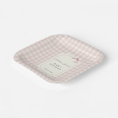 Pink Gingham met Bow-Baby shower Papieren Bordje (Gebogen)