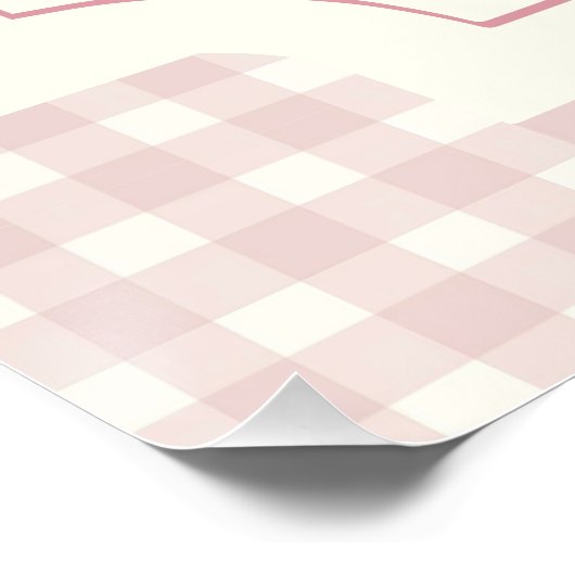 Pink Gingham met Bow-Baby shower Perfect Poster (Hoek)