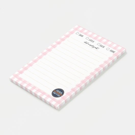 Pink Gingham Mitzvah Note (Schuin)