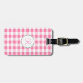 Pink Gingham Monogram Bagagelabel (Voorkant horizontaal)