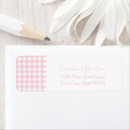 Pink Gingham Monogram Personalized Etiket