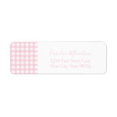 Pink Gingham Monogram Personalized Etiket (Voorkant)