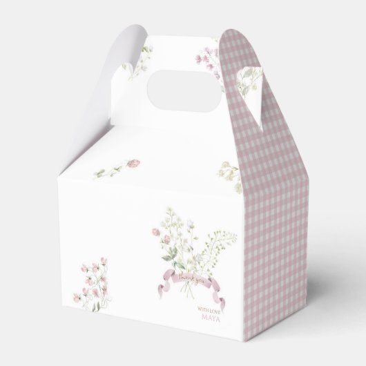 Pink Gingham Monogram Peter het Konijn Baby shower Bedankdoosjes (Achterkant)
