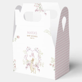 Pink Gingham Monogram Peter het Konijn Baby shower Bedankdoosjes