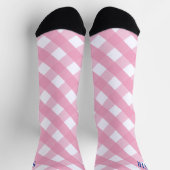 Pink Gingham Monogrammed Pattern Socks Sokken (Top)