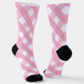 Pink Gingham Monogrammed Pattern Socks Sokken (Gebogen)