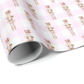 Pink Gingham Notenkraker Ballet Kerstmis Cadeaupapier (Rol Hoek)