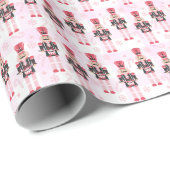 Pink Gingham Notenkraker Ballet Kerstmis Cadeaupapier (Rol Hoek)