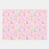 Pink Gingham Nutcracker Birthday Inpakpapier Vel (Voorkant)