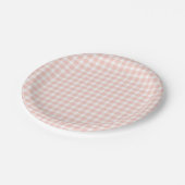 Pink Gingham Paper Plates Papieren Bordje (Gekanteld)