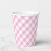 Pink Gingham Papieren Bekers (Achterkant)