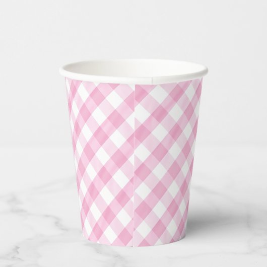 Pink Gingham Papieren Bekers (Rechts)