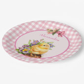 Pink Gingham Papieren Bordje (Gekanteld)