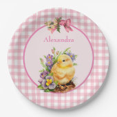 Pink Gingham Papieren Bordje (Voorkant)