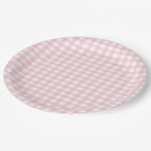 Pink Gingham Papieren Bordje (Gekanteld)