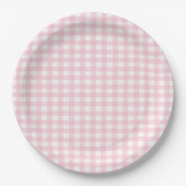 Pink Gingham Papieren Bordje (Voorkant)