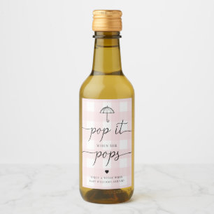 Pink Gingham paraplu Pop het als ze Poppen Wijn Etiket