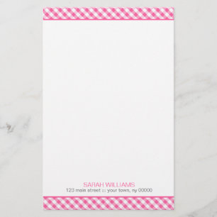 Pink Gingham Pattern Briefpapier