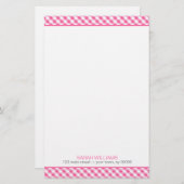 Pink Gingham Pattern Briefpapier (Voorkant / Achterkant)