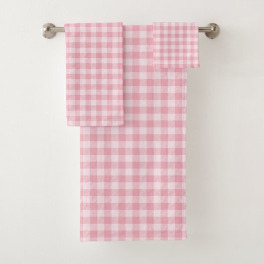 Pink Gingham Pattern Girly Check Plaid Checkered Bad Handdoek (Insitu)