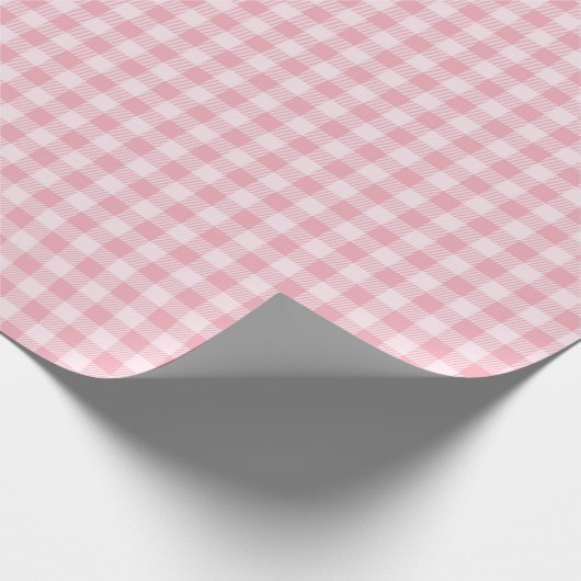 Pink Gingham Pattern Girly Check Plaid Checkered Cadeaupapier (Hoek)