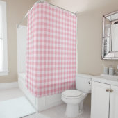 Pink Gingham Pattern Girly Check Plaid Checkered Douchegordijn (In situ)
