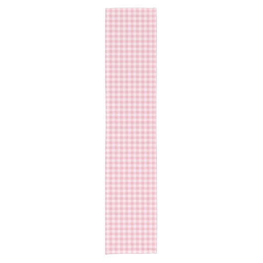 Pink Gingham Pattern Girly Check Plaid Checkered Korte Tafelloper (Voorkant)