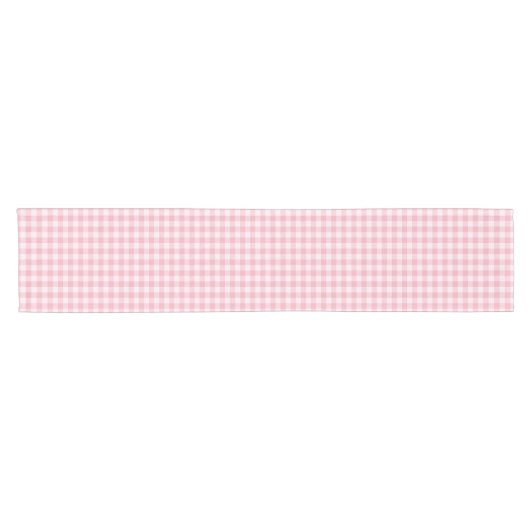 Pink Gingham Pattern Girly Check Plaid Checkered Korte Tafelloper (Horizontaal)